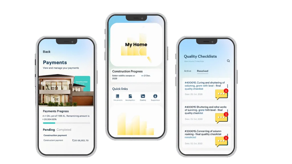 Nitito construction progress app screens